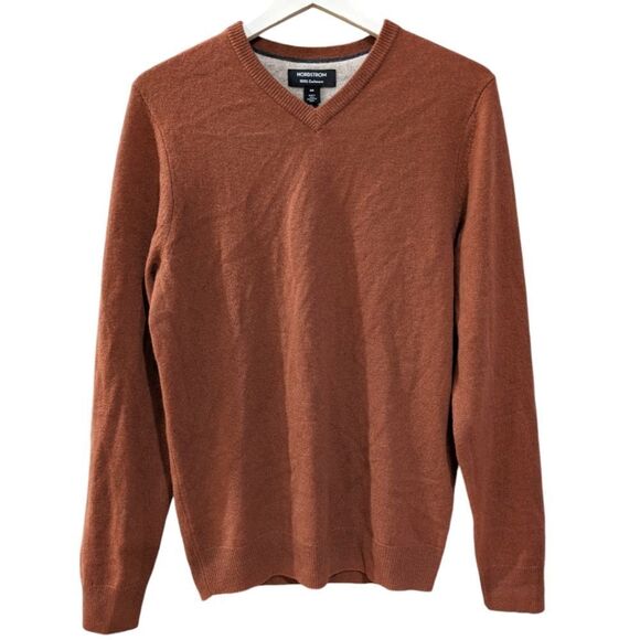 Nordstrom Other - Nordstrom Men's 100% Cashmere V Neck Sweater Lightweight LS - Terracotta Size XS